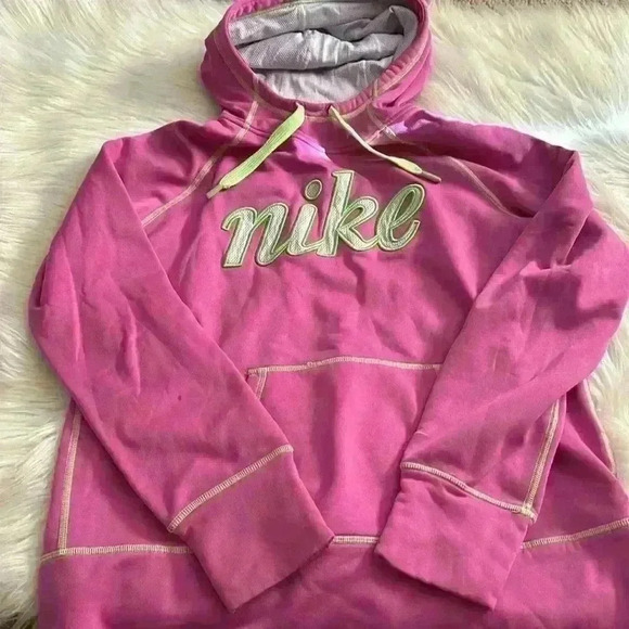 Nike Pink and Neon Green Size Large Therma Fit Hoodies Thumb Holes - Picture 1 of 6